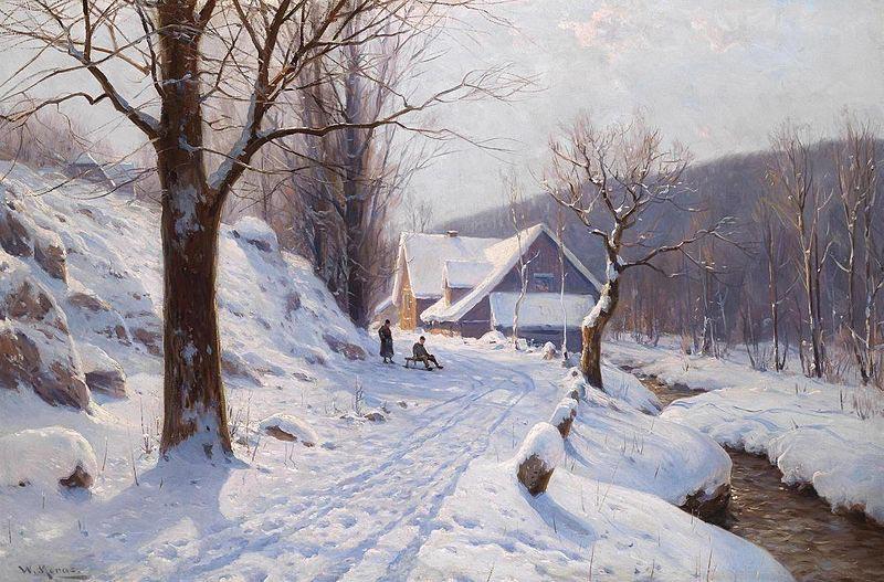Walter Moras Rodeln an einem sonnigen Wintertag Germany oil painting art